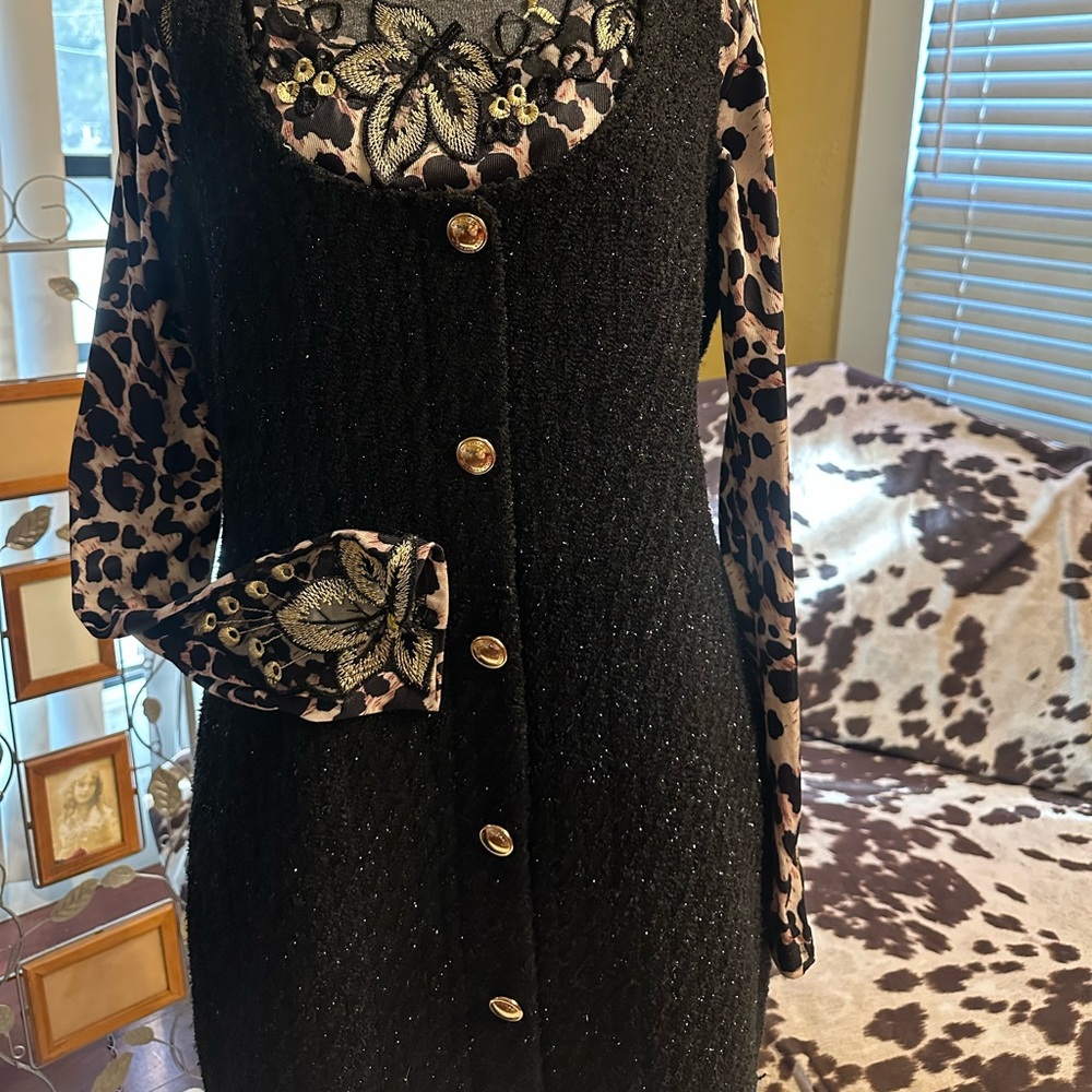 Michael Kors Black Knit Garment with Gold Accents